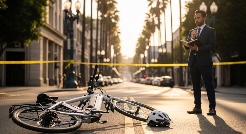 Bicicleta eléctrica involucrada en un accidente en California con enfoque legal de lesiones personales