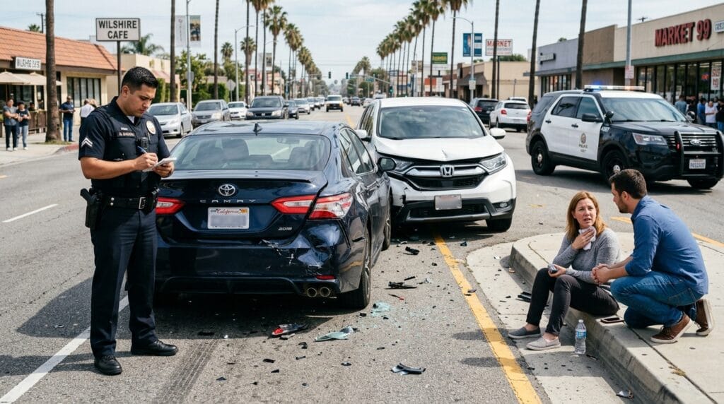 accidente de auto en California con reporte policial